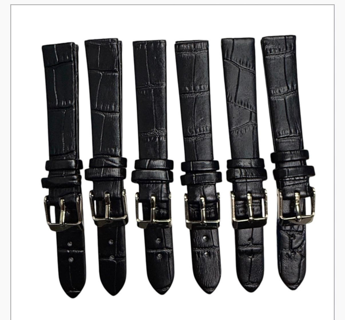 Black 14MMR ALLIGATOR LEATHER STRAP BAND FOR WATCH (set of6)