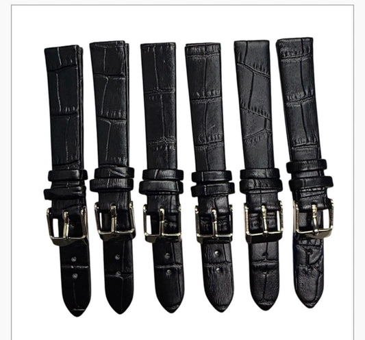 Black 14MMR ALLIGATOR LEATHER STRAP BAND FOR WATCH (set of6)