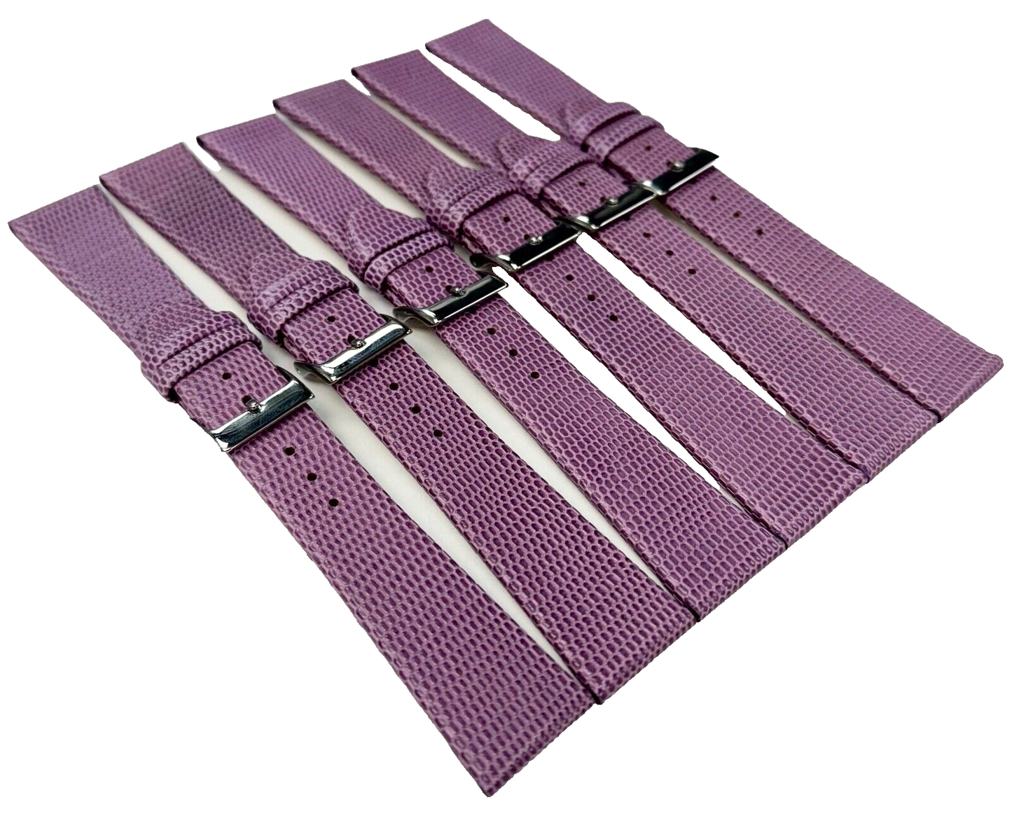 Watch Band Genuine Leather Purple Lizard Grain Flat 24*18mm,Lot of 6 bands