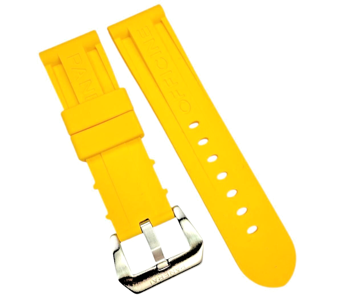 New Watch Band 24mm Rubber Strap BRIGHT  YELLOW Color for PANERAI OFFICIAL