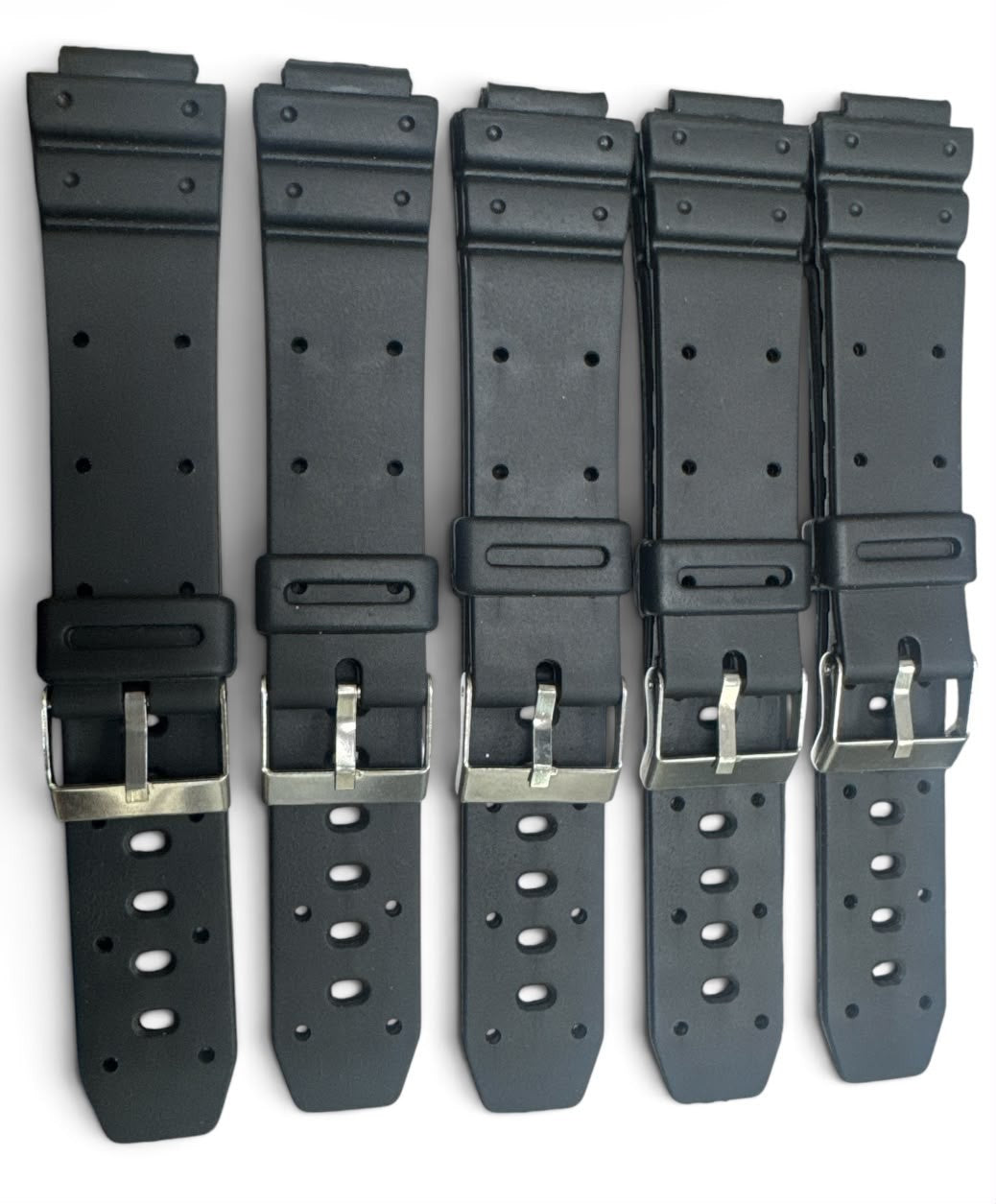 SET OF 5 14MM BLACK PLASTIC PVC WATCH BAND FOR CASIO