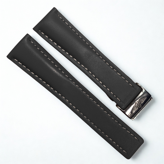 Breitling Leather Watch Band – Black, Brown & Orange | 22mm & 24mm