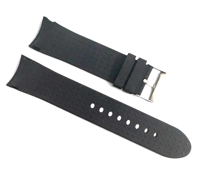 24mm Von Dutch Black Rubber Watch Band Premium Silicone Rubber Strap