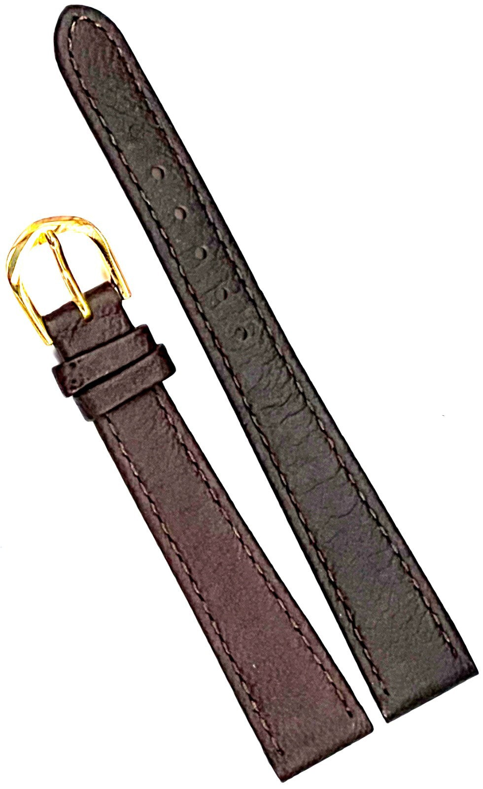 Watch Band Chocolate Brown (DARK) Color Genuine  Flat, Stitched 14mm