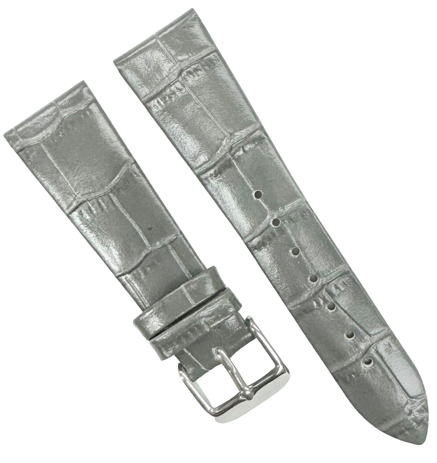 New Watch Band Short 20x16MM Genuine Leather D.Gray Alligator Grain Flat Slim