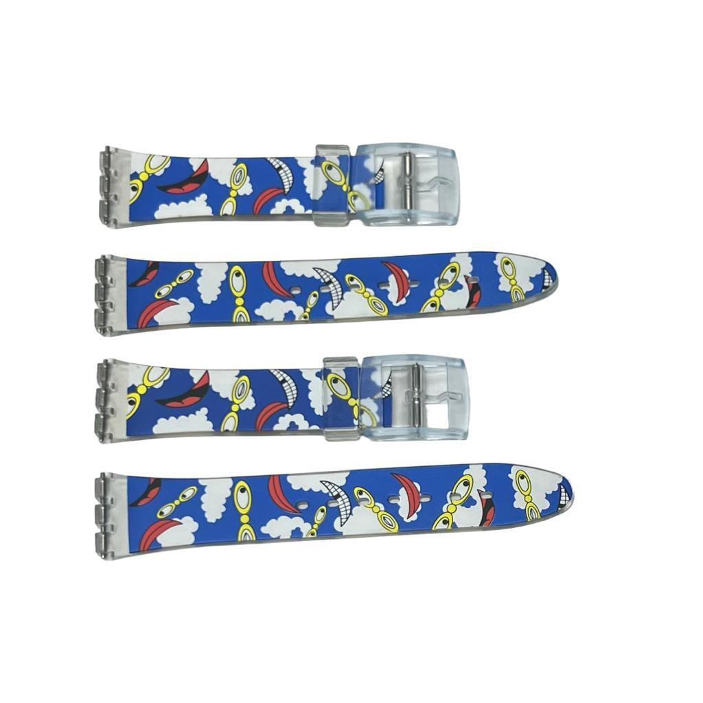 Plastic PVC Watch Band Strap Art Design Swatch Replacement Including Pins 17mm