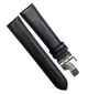 22mm BLACK Genuine Leather stitched Padded Watch Band With Deployment Buckle