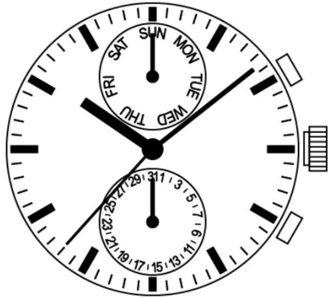 Hattori Watch Multifunction 6 Hand Quartz Movement VX9P Overall Height 6.2mm