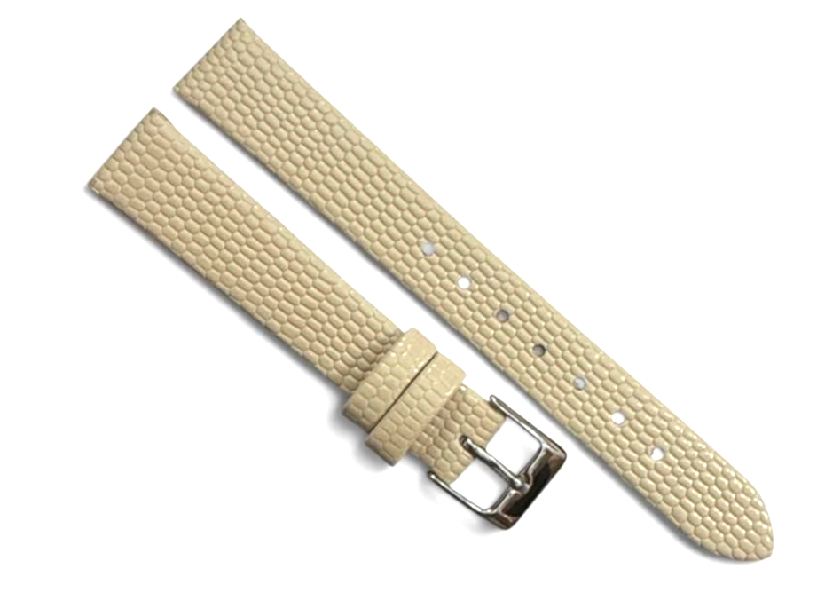 (Set of 6) Watch Band Genuine Leather Lizard Grain BIEGE Flat 12/14mm