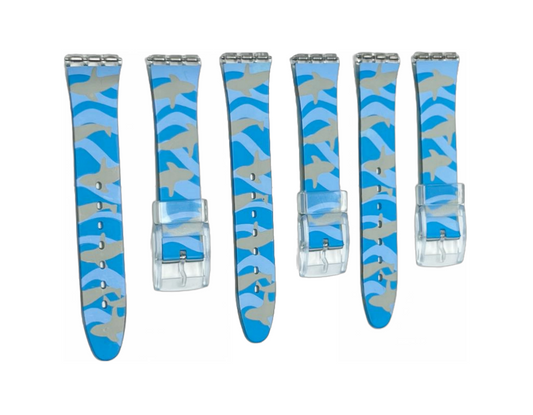 Plastic PVC Watch Band Strap Art Design Swatch Replacement Including Pins 17mm