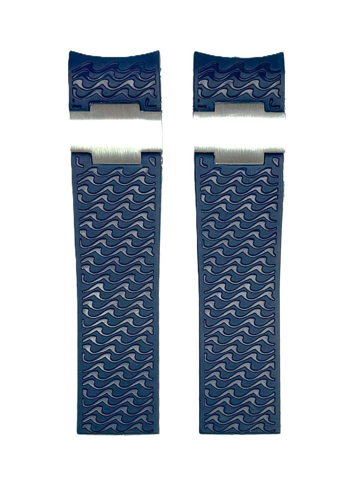 22mm Blue Curved Rubber Watch Band for ULYSSE NARDIN Maxi Marine With Metal Pcs