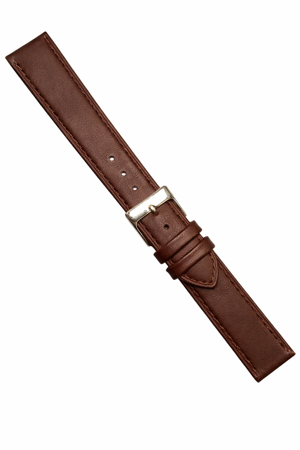 Genuine Leather Dark Brown Stitched Straight Watch Band Sizes: 14,16,18,20,22mm