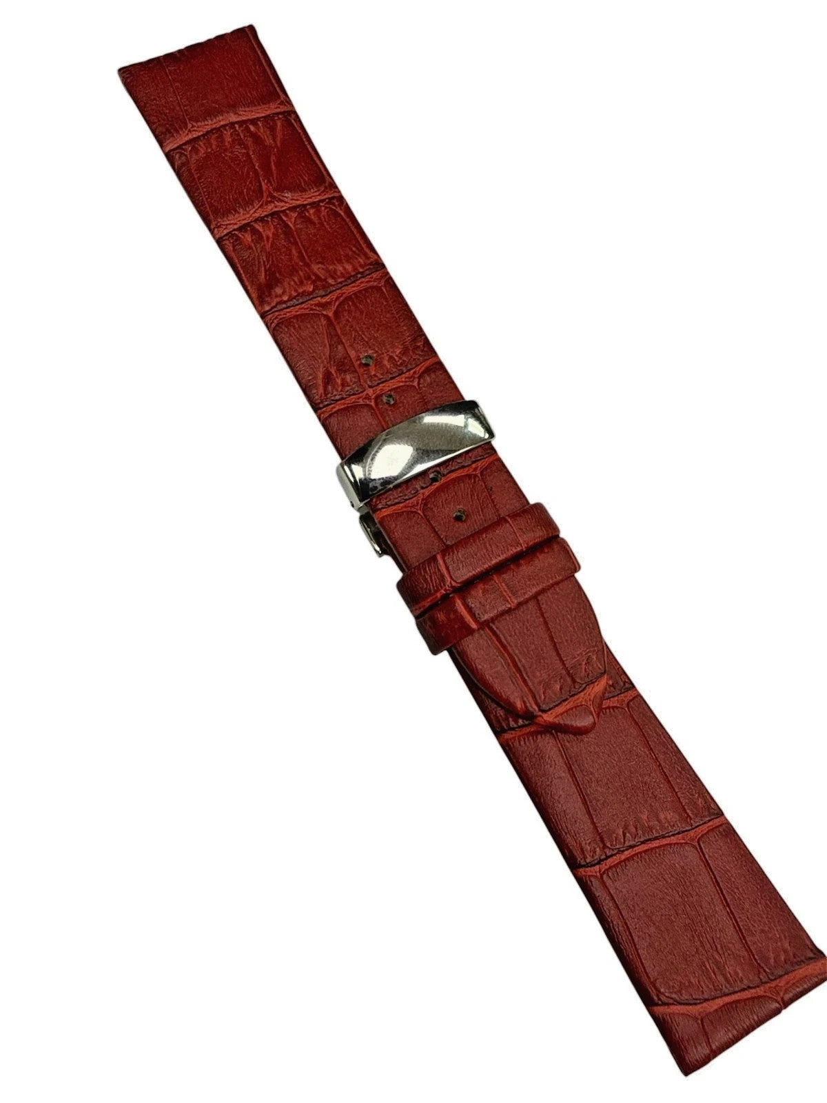 16MM 18MM 20MM 22MM 24MM RED WATCH BAND Alligator Grain Deployment Clasp