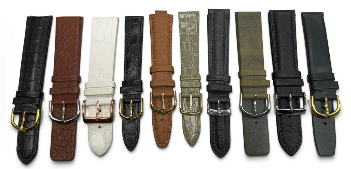 LOT OF 10 WATCH BANDS MIX SIZE STYLE AND COLORS 16MM-22MM