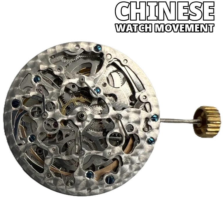 Multi-Function Automatic Watch Movement 2198, 3 HANDS ENGRAVED SKELETON