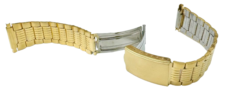 16-22MM Textured Oyster Style Gold Tone Stainless Steel Band with foldover clasp