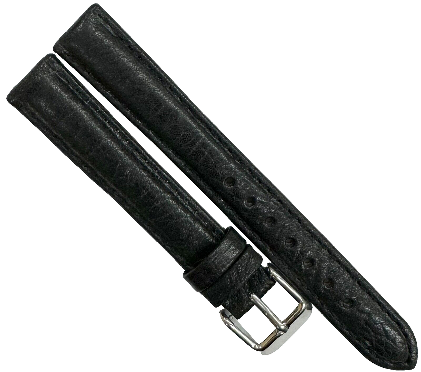 Lot of 6 Watch Band Quality Black Genuine Leather Grain,16mm, slim and padded