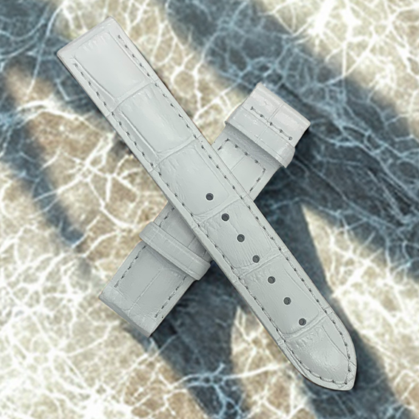 White Leather Watch Band - 16mm Lug 16mm Buckle - Compatible w Tissot T610029084