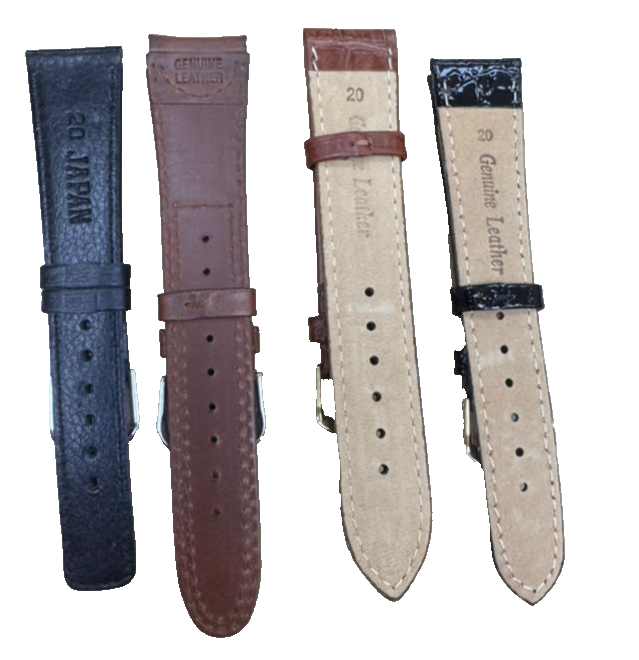 LOT OF 4 WATCH BANDS 20MM GENUINE LEATHER ALLIGATOR MIX STYLE AND COLORS