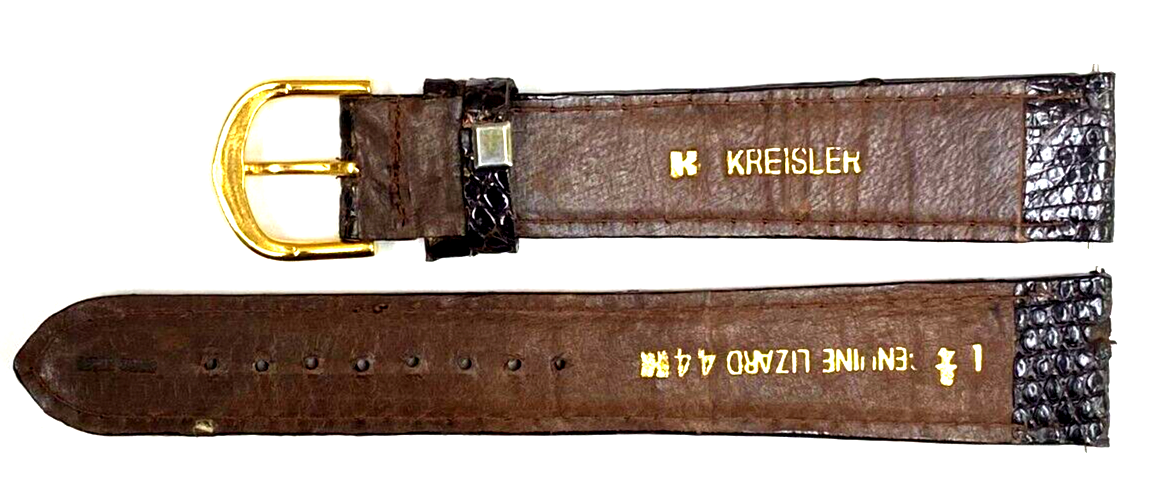 Watch Band 19MM(L) Genuine Leather D.BROWN Lizard Grain Padded Excellent Quality