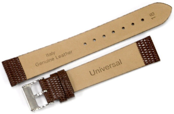 Lot of 6 Watch Bands Brown Genuine Leather Lizard Grain Flat 12,14,18,20,22,24MM