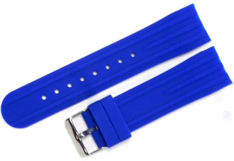 CURVED END SILICONE WATCH BAND, RUBBER STRAP 24MM  5 COLORS