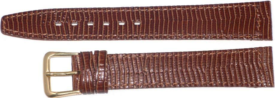 Watch Band Brown Genuine Leather Lizard Grain Flat, Stitched 12mm ( A1 Quality)
