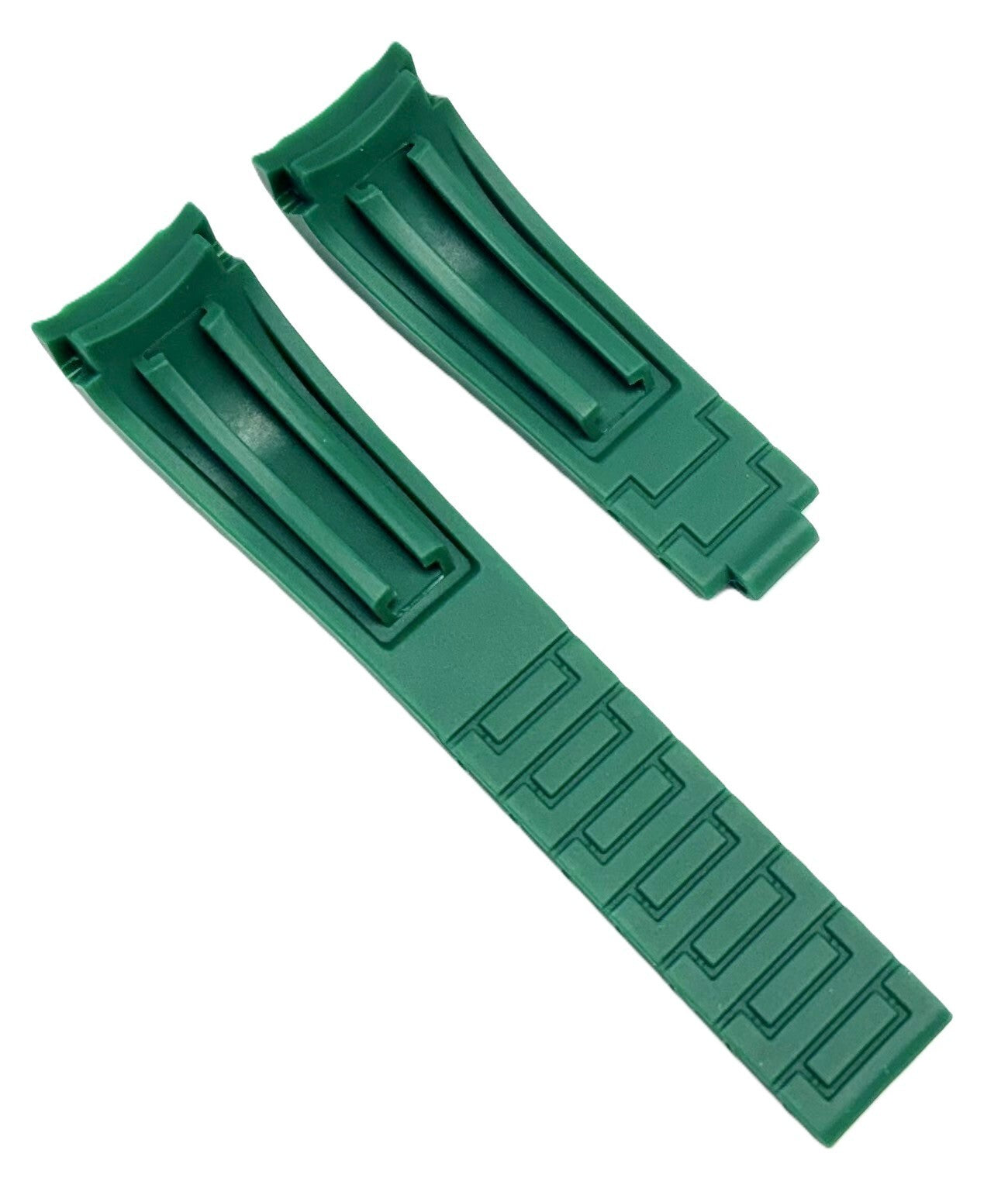 20mm Curved-End Vulcanized Rubber Green Replacement Watch Band for ROLEX Watches