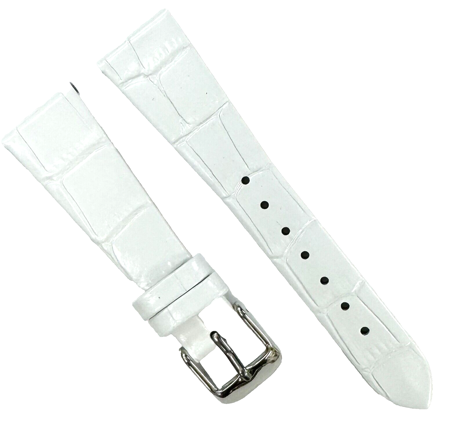 New Watch Band Short 20x14MM Genuine Leather White Alligator Grain Flat Slim