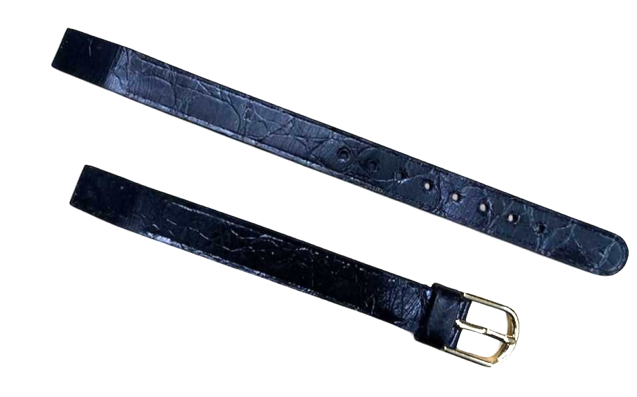 10mm  Black Standard Leather Flat Unstitched open end Watch Band