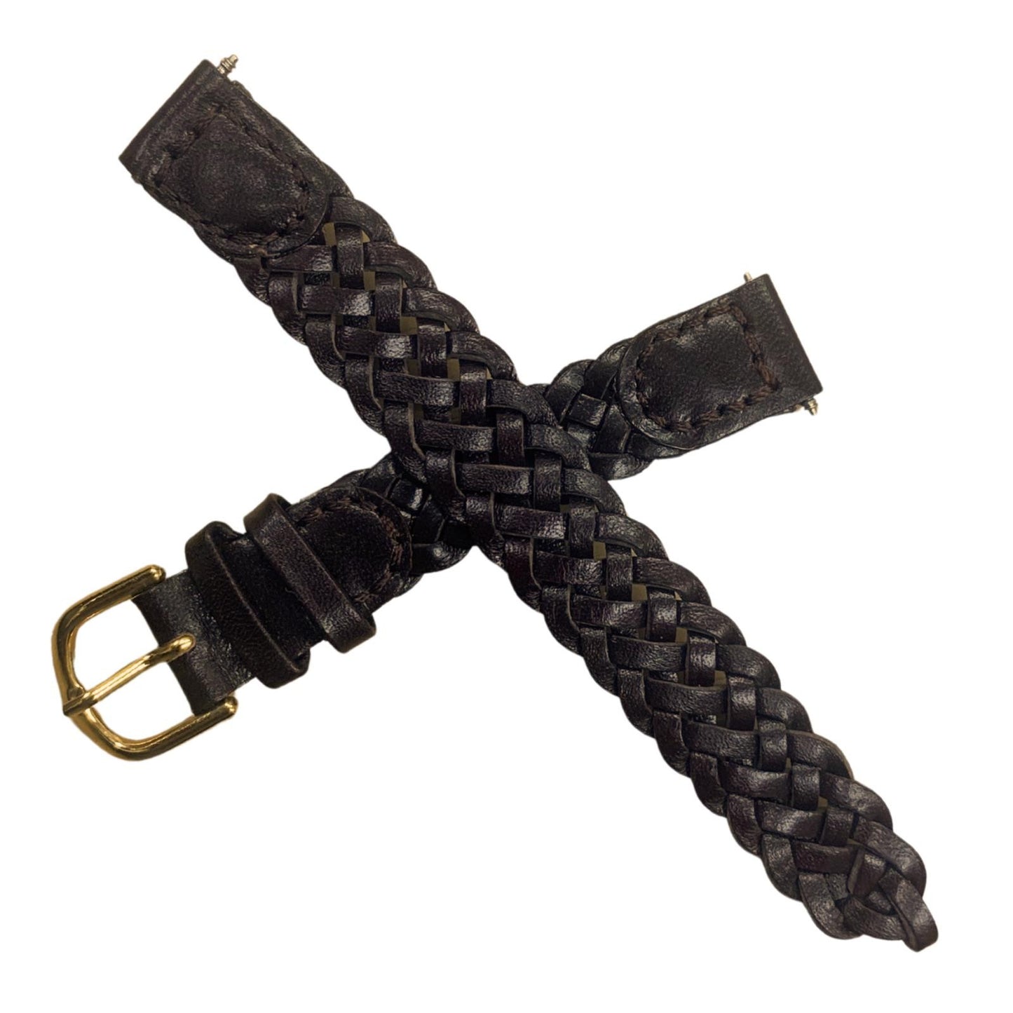 LOT OF 6 Pcs. WATCH BANDS BRAIDED BROWN GENUINE LEATHER 12MM,
