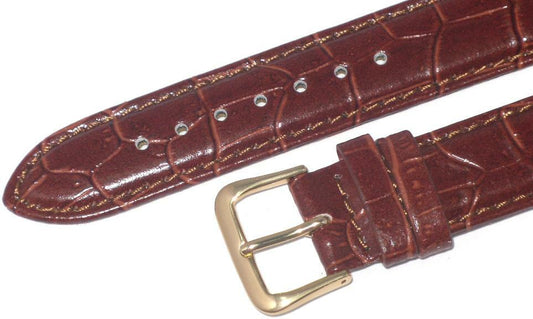 Watch Band Genuine Leather Brown Alligator Grain,Padded,10mm (A1 Quality)