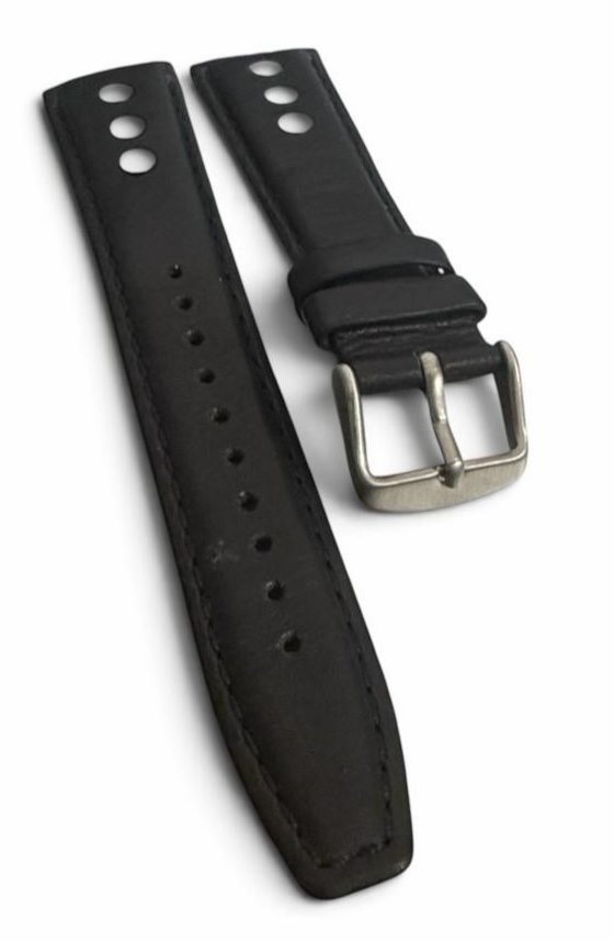 Rivet Vintage Regular 22mm Genuine Leather Black watch Band