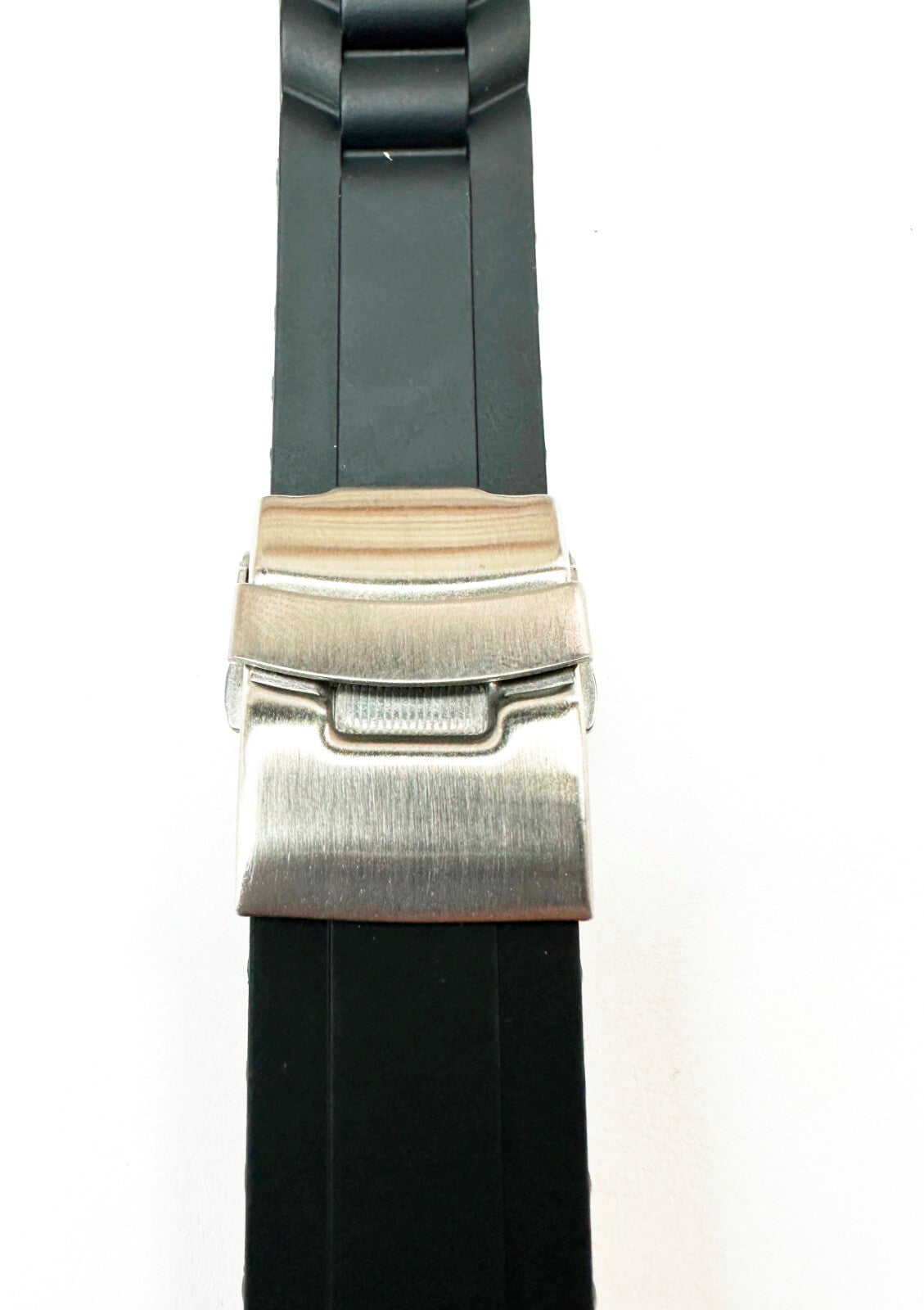 Watch Band Silicone Black With Flip Buckle Clasp 22MM Curved Ends (BEST QUALITY)