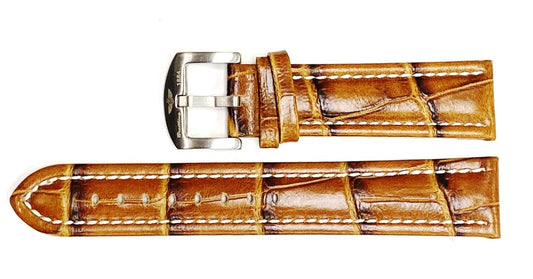 GENIUNE LEATHER WATCH BAND STRAP BROWN FOR BREITLING NAVITIMER CHRONOMAT 22MM