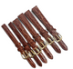 (set of 6) BROWN 8/10/12MM FLAT LEATHER STRAP BAND FOR WATCH gold Buckle