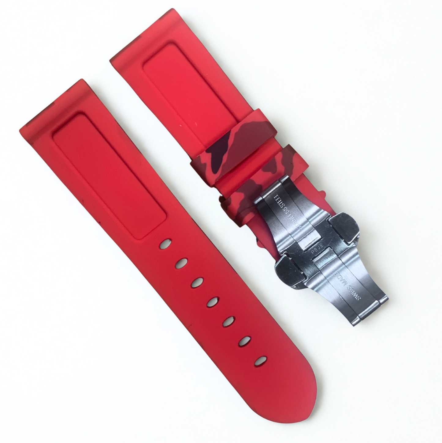 Rubber Watch Band 24mm/22mm - Red Camouflage Color | For PANERAI OFFICIAL