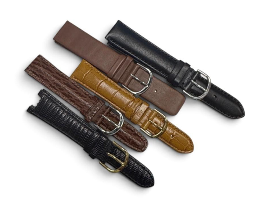 LOT OF 10 WATCH LEATHER BANDS MIX SIZE STYLE AND COLORS 16-22mm
