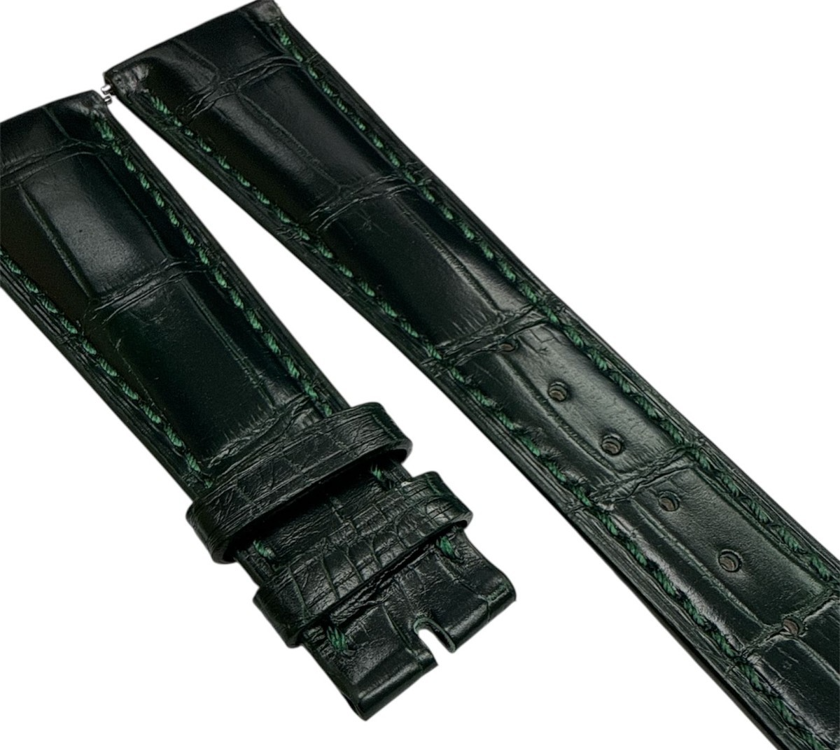 Genuine Patek Philippe dark Green Leather Watch Band - 19mm x 16mm