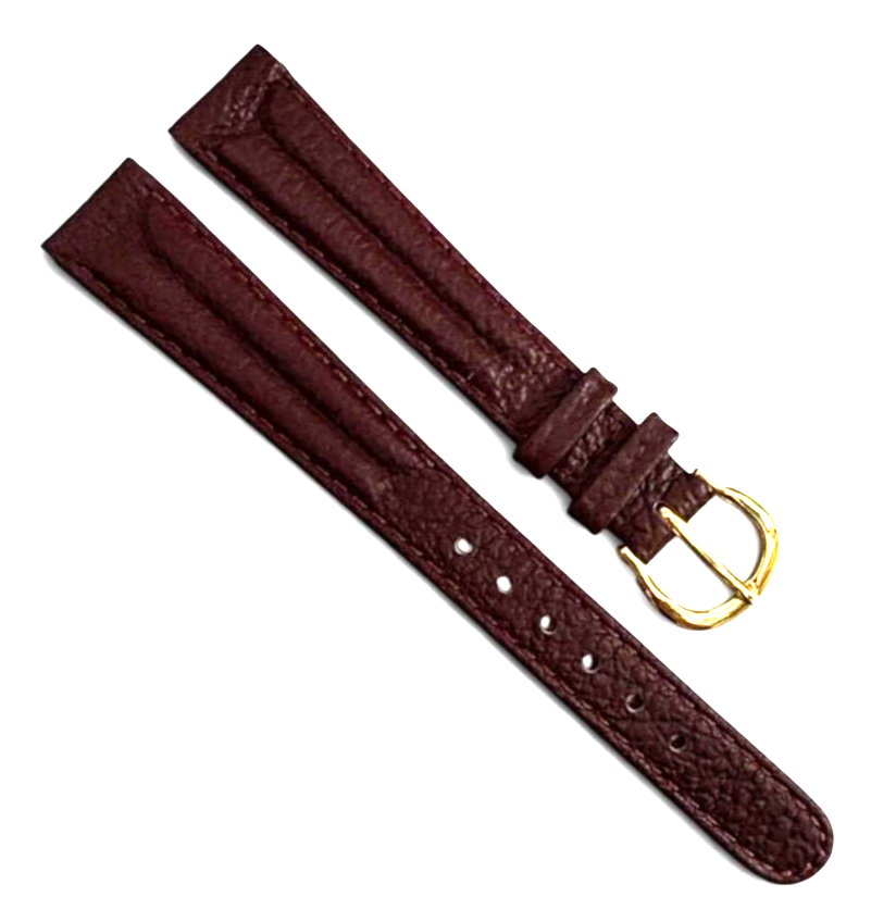 14mm Quality Genuine Leather Padded Burgundy Color Watch Band