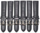 Lot of 6Pcs 18mm Watch Bands Plain Black Leather Stitched Padded, Extra Long