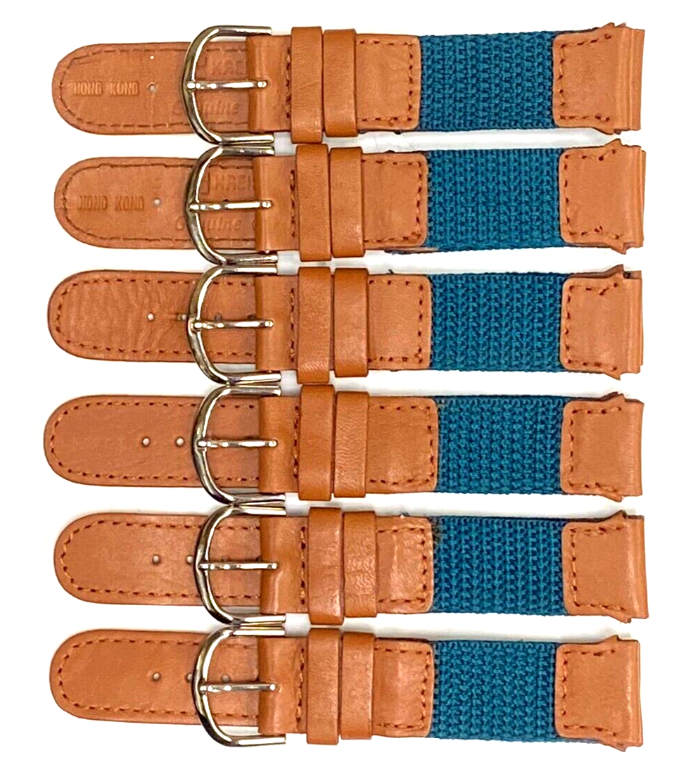 Lot of 6PCS Watch Bands BROWN 18mm Leather & Fabric Fits Swiss Army Watches