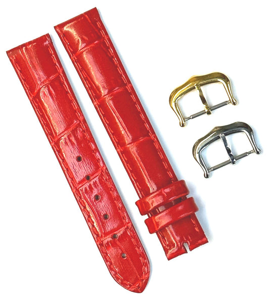 Watch Band For Cartier Tank Antique Alligator Grain Size 18x16mm Red Color