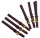 set of 6 Genuine Leather Band 8mm Flat Leather Watch Strap BURGUNDY/Gold Buckle