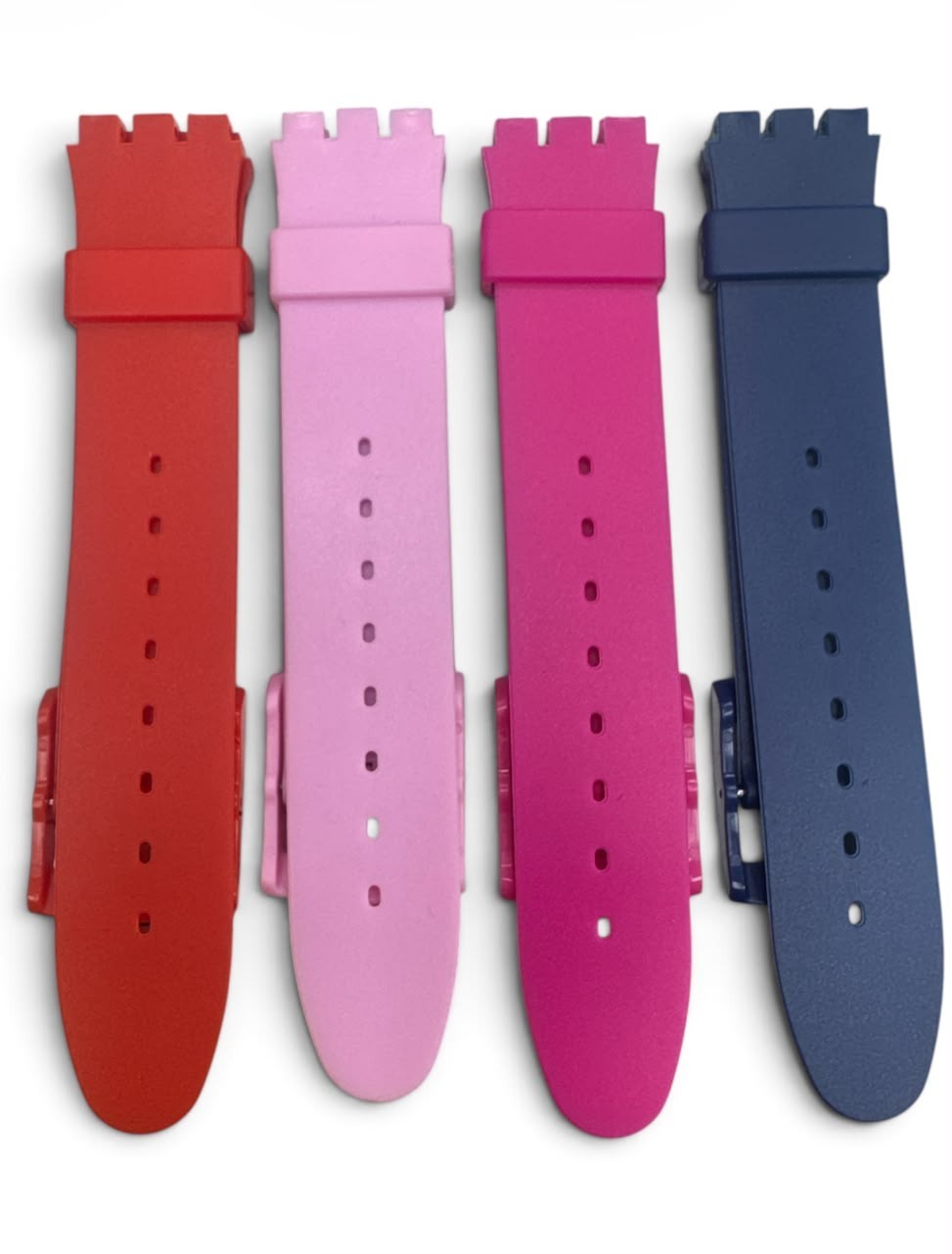 SET OF 4 WATCH BAND SET FOR SWATCH 17 MM Hot Pink Red Blue Speed Bump Style