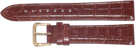 Watch Band Genuine Leather Brown Alligator Grain,Padded,14mm (A1 Quality)