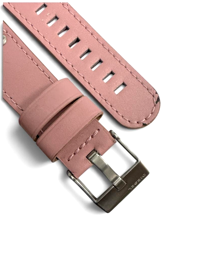 24mm JET SET San Remo Pink Genuine Leather Pilot Thick Padded Watch Band Strap