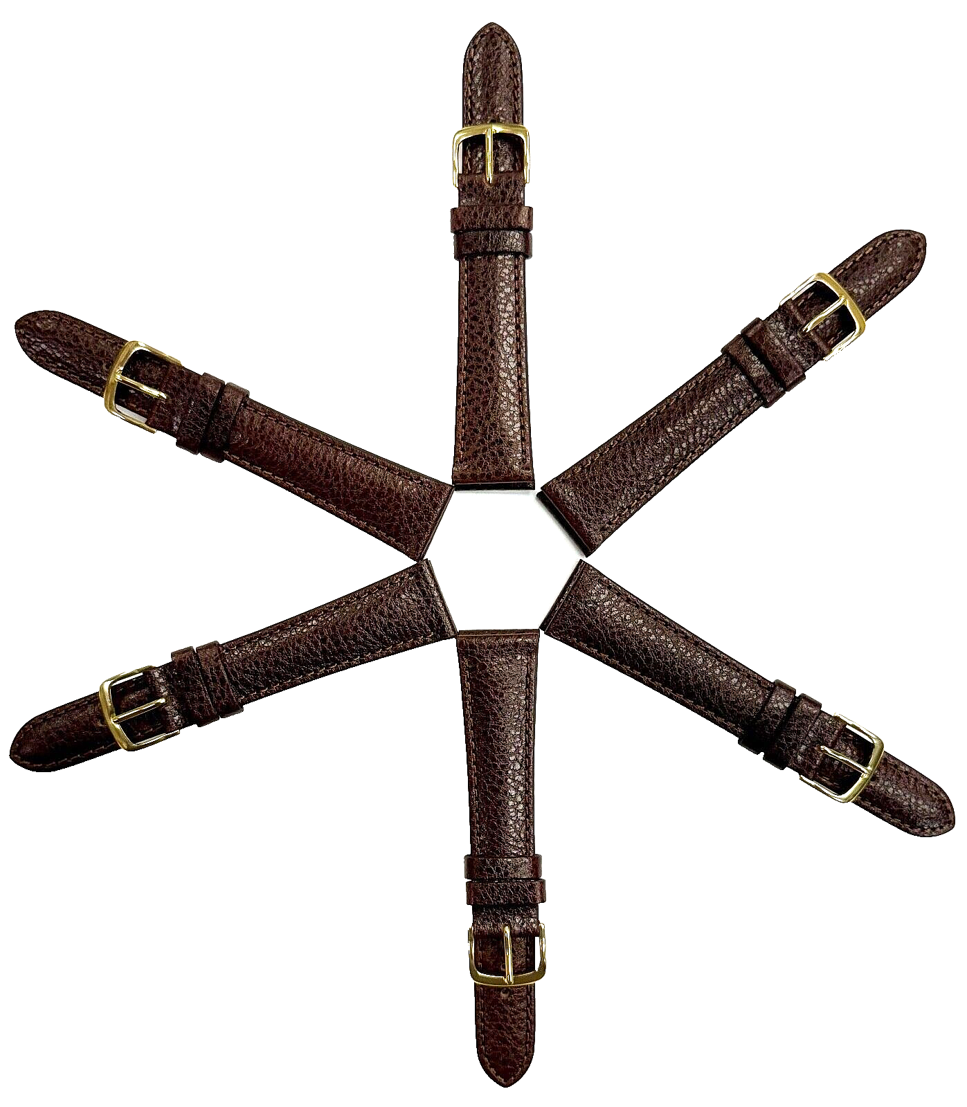 New lot of 6 Watch Bands D.Brown 16x14MM Genuine Leather Grain