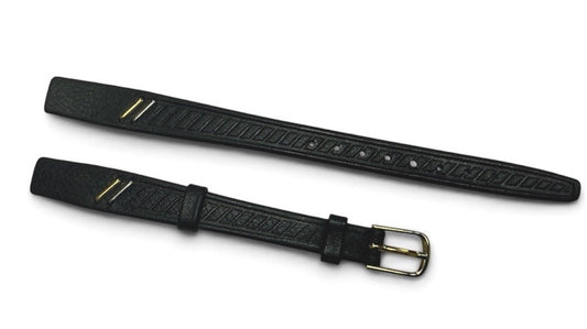 10mm Design Black Tapered Leather Vintage Watch Band Open End