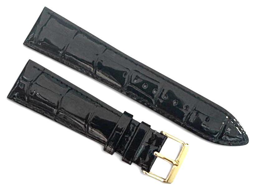 22mm Black Designer Alligator Genuine calf Leather Watch Strap Band